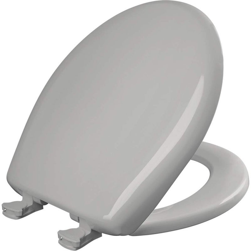 Bemis Classic Colors Slow Close Toilet Seat, Easy Clean Hinges and Durable Plastic Seat, Made in USA, Round, Silver - Image 1
